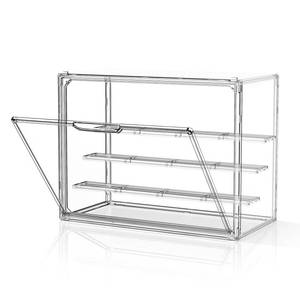lot 1911 image: HOYOJA Clear Acrylic Display Case with 3 Shelves and Flip-Down Door