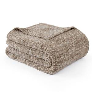 lot 1912 image: WDCOZY Knit Throw Blanket in Tan & Cream Marled Fluffy Yarn