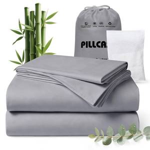 lot 1924 image: Pillcase Organic Tencel & Bamboo Viscose Sheet Set in Gray w Storage Bag