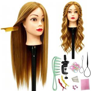 lot 1934 image: Long Hair Mannequin Head, Cosmetology Mannequin Head with Hair for Styling