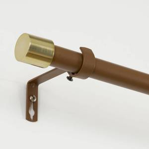 lot 1964 image: NICETOWN Adjustable Brown Metal Curtain Rod, Extendable Drapery Rod for Living Room Bedroom, Modern Matte Brown Finish with Electroplated Gold Cylinder Finials, for Apartment, Loft, 28-48 Inches