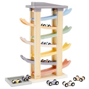 lot 1974 image: Joyreal Montessori Toddler Toys for 1 2 3 Year Old Wooden Car Ramp Toys