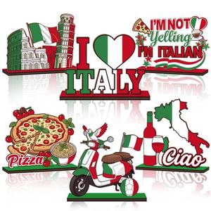 lot 2011 image: Yuntau Italian Wooden Tabletop Signs Set of 6