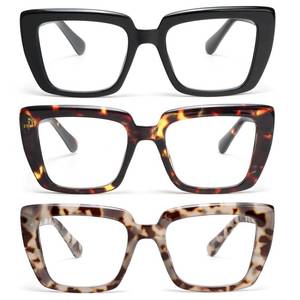 lot 2021 image: Prtcslwd 3-Pack Oversized Square Reading Glasses, Blue Light Blocking
