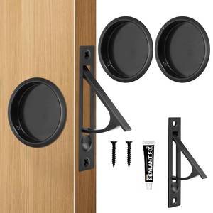 lot 2098 image: HBL Pocket Door Hardware Set Stainless Steel Black