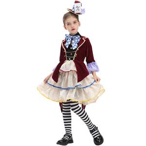 lot 2124 image: CR ROLECOS Mad Hatter Girls Costume Set w Mini Top Hat, Bow Tie & Dress