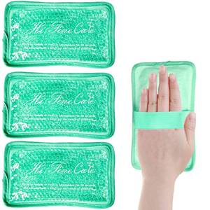 lot 2140 image: Hi Fine Care Gel Beads Hot & Cold Packs 3-Pack Green 6.3in x 3.9in