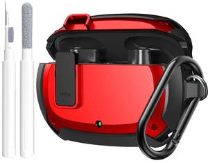 lot 2149 image: OTOPO Red and Black Protective Earbud Charging Case Cover w Carabiner