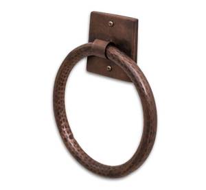 lot 2158 image: Monarch Abode Bathroom Towel Holder �� 7-Inch Round Antique Copper Bathroom Hand Towel Holder for Bathrooms Wall, Metal Hand Hammered Towels Ring Wall Mount, Traditional Surface-Mounted Ring Hanger