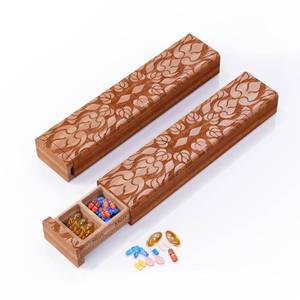 lot 2159 image: Wooden 7 Day Pill Organizer, Daily Once-a-Day Pill Box, Portable Travel Pill Case with Medium Compartments, Arthritis Friendly for Weekly Medication & Vitamin Tracking (Sapele Plus)