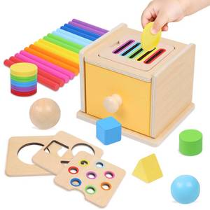 lot 2190 image: YHHYTOY Montessori Toys for 1 Year Old, Object Permanence Coin Box