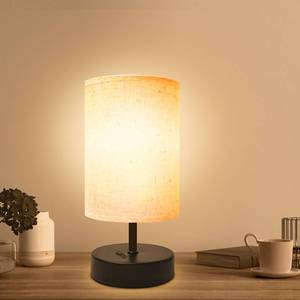 lot 2191 image: DEGNJU Small Bedside Lamp, Mini Minimalist Table Lamp with Round Flaxen Fabric Shade, 9 Inch Desk Reading Lamp for Bedroom, Living Room, Office, 1 Pack