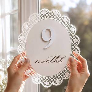 lot 2984 image: Memolebia Baby Girl Monthly Milestone Sign Double-Sided