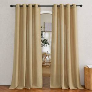 lot 5240 image: NICETOWN Linen Brown Curtains Grommet 52W x 84L 2 Panels