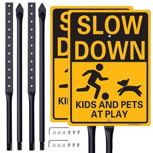 lot 5241 image: AUYKTE Slow Down Kids and Pets Safety Sign with Stake