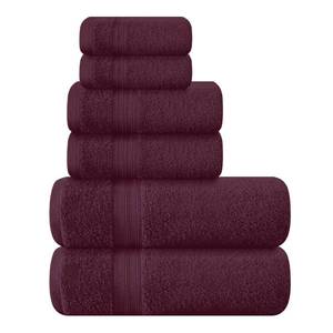 lot 5261 image: Boutiquo 6-Piece Burgundy Cotton Towel Set w Bath, Hand & Wash Towels