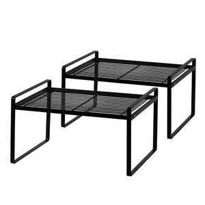 lot 5264 image: Shantton Black Metal Stackable Kitchen Cabinet Shelf Risers 2-Pack 13.1in