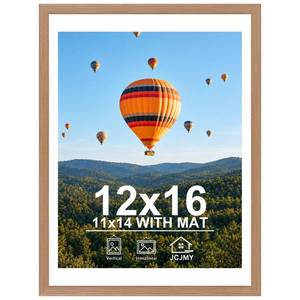 lot 5287 image: JCJMY 12x16 Picture Frame Rustic Brown with 11x14 Mat, Display Photo 11x14 with Mat or 12 x 16 Without Mat, Wall Hanging Large Frame with Plexiglass, Rustic Brown