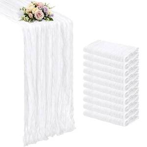 lot 5299 image: 10 Pack White Cheesecloth Table Runner 17x108 Inch Boho Gauze Cheese Cloth Table Runners for Rustic Romantic Wedding Party Baby Shower Birthday Home Decor