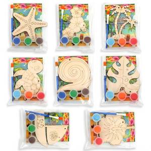 lot 6293 image: Saypacck 24 Pcs Hawaiian Party Favors Wooden Paint Craft Kits