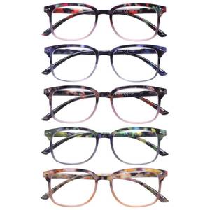 lot 6311 image: STASTEND 5-Pack Reading Glasses 1.25 Floral Square Frames w Case