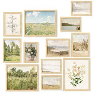 lot 6314 image: 97 Decor 12-Piece Vintage Landscape Botanical Wall Art Print Set Unframed