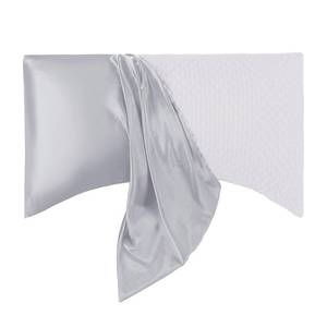 lot 6323 image: HOMBYS Silver Satin Pillowcase 20in x 30in for Curved Pillow