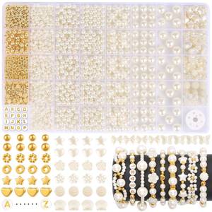 lot 6328 image: Funtopia Pearl and Gold Jewelry Making Bead Kit in 32-Compartment Organizer