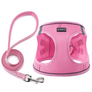 lot 6344 image: Dog Harness with Leash Set, Step-in Adjustable Puppy Pet Vest, Pink XXS