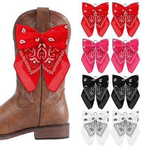 lot 6358 image: Rivvlive 8 Pcs Paisley Boot Bows for Cowgirl, Rose Red, Red, Black, White
