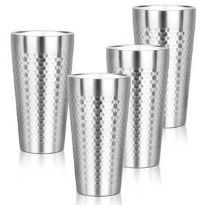 lot 6361 image: Offiper Metal Cup, 19 oz Insulated Tumbler, 4 Pack Double Wall Unbreakable Stackable Water Tumblers Premium Insulated Stainless Steel Cups Drinking Glasses for Home Travel Camping Outdoor