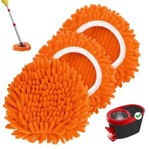 lot 6387 image: Baderke 3 Pack Chenille Duster Replacement Mop Heads Refills,Orange