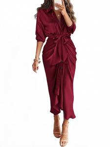 lot 6396 image: BTFBM Button Dwon Fall Dresses for Women 2026,Dark Wine Red,L