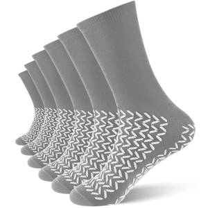 lot 6421 image: Taiyin 6 Pair Non Slip Hostipal Socks with Grips Gray XL