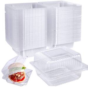 lot 7624 image: Clear Hinged Plastic Containers 100 Pcs