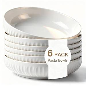 lot 7631 image: Aoveew Ceramic Pasta Bowls 8 Inch 6 Pack White