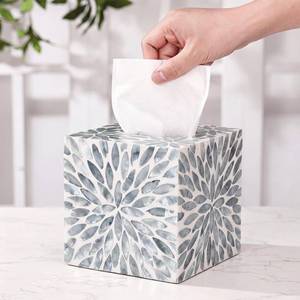 lot 7635 image: Mother of Pearl Inlaid Ceramic Tissue Box Cover 5.9