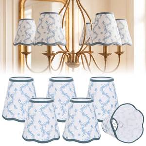 lot 7640 image: VIHOSE 6 Pack Scalloped Linen Chandelier Lamp Shades