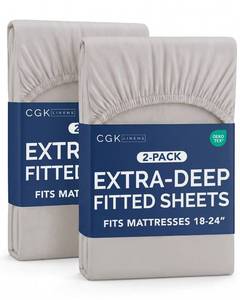 lot 7653 image: CGK Unlimited Queen Fitted Sheets 2 Pack Extra Deep