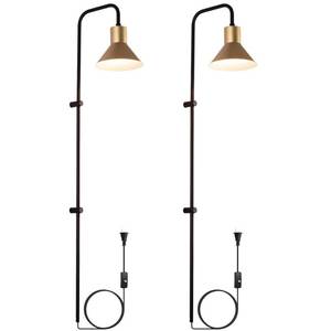 lot 7655 image: HOMLUCE Plug-In Wall Sconces Set of Two E26 Base