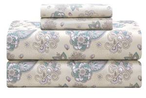 lot 7656 image: Feather & Stitch 100% Cotton Percale King 4 Pc Sheet Set
