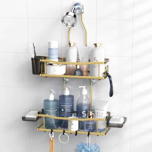 lot 7672 image: Hanging Shower Caddy Over Shower Head - No Drill Rustproof Shower Rack