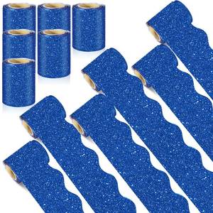 lot 8239 image: Zhanmai Glitter Bulletin Board Borders 6 Rolls Navy Blue