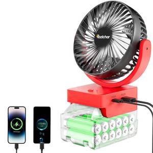 lot 8253 image: Rozlchar Portable Fan with Dual USB-A and USB-C 5V2A Charging Ports