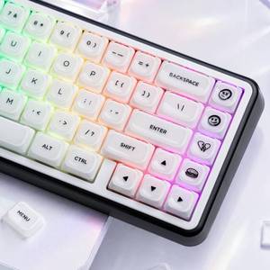 lot 8283 image: Womier White Keycap Set with Black Legends and Icon Keys, Full Layout