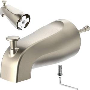 lot 8284 image: Brushed Nickel Finish Tub Spout with Diverter Pull-Up Knob and Hex Key