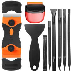 lot 8314 image: Tallew 9 Pcs Plastic Scraper Set Paint Tool Non Scratch Putty, Black