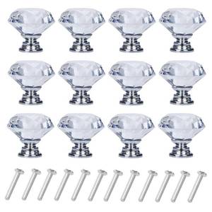 lot 8321 image: YourGift 5 Pack Drawer Knobs Diamond Shaped Crystal Glass 40 mm Cabinet Knobs Pull Handles (40 mm, 5 Pack, Silver)