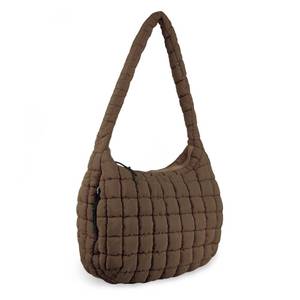 lot 8323 image: Quilted Puffer Tote Bag for Women,Large Puffy Crossbody Shoulder Bag Lightweight Nylon Hobo Bag with Zipper,Purse Puffy Quilted Carryall Bag Soft Oversized Padding Handbag for Daily Travel(Brown)