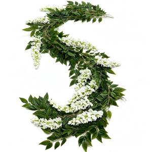 lot 13319 image: Fiorial Artificial Wisteria Garland 13.78ft White (2-Pack)